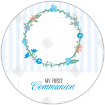 Communion stripes blue frame - round