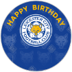 Leicester City FC fox pattern Happy Birthday topper - round