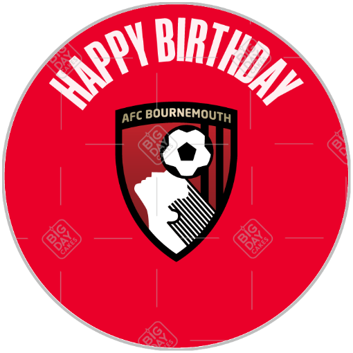Bournemouth-red-Happy-Birthday topper - round