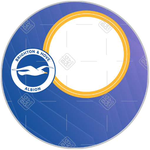 Brighton and Hove Albion cake topper - add a photo and personal message frame - round