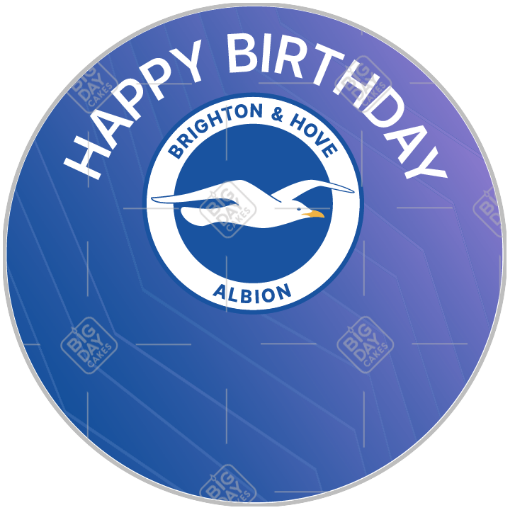 Brighton and Hove Albion Happy Birthday cake topper - add a photo and message topper - round