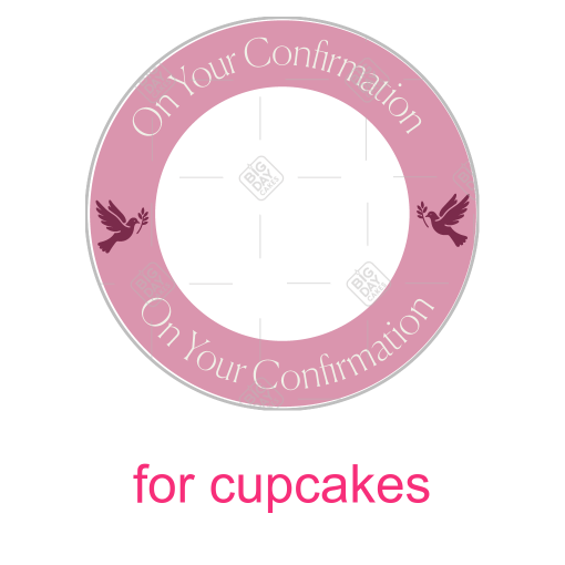Confirmation pink stripes frame - cupcakes