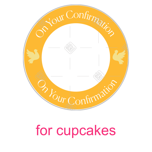 Confirmation yellow frame - cupcakes