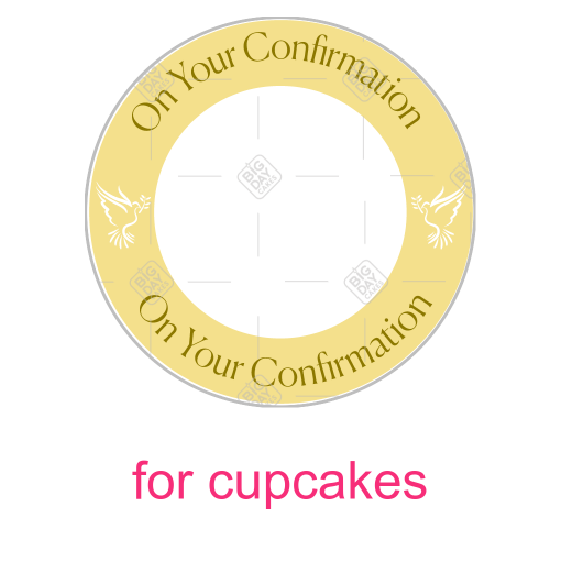 Confirmation-yellow-dove frame - cupcakes